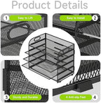 Cawukege 2 Pack 5 Tier Paper Organizer, Letter Tray with Handle, Mesh Desk Organizer, Metal File Organizer, Office Desk Accessories for Home, Office, Classroom, School -Black - Image 4