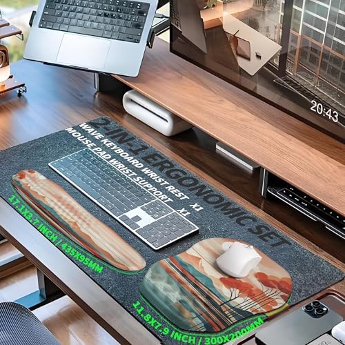 2-in-1 Ergonomic Set, Wave Keyboard Wrist Rest and Massage Slope Mouse Pad Wrist Support, Rebound Memory Foam for Relieve Carpal Tunnel Syndrome and Wrist Pain (Landscape) - Image 5