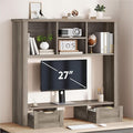 Desk Shelf with Computer Monitor Stand, 37.4''W Desktop Bookshelf by Homiflex