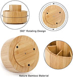 SOUJOY Bamboo Pen Holder Organizer, 360°Rotating Art Supply Organizer with 11 Compartments, Color Pencil Storage Caddy, Hold 200+ Pencils, Office Desk Stand Box for Marker Pens, Pencil, Art Brushes - Image 3