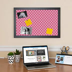 PinPix 24x14 inch Cork Bulletin Board. This Decorative Framed Pin Board Comes with Diamond Pattern in Hot Pink Design and Satin Black. Ideal for Home, Office Decor or School (PinPix-302) - Image 3