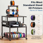 Homieasy 3D Printer Stand with Power Outlet, 23.6" x 23.6", Black - Image 5