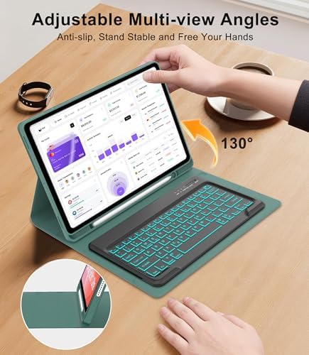 for Samsung Galaxy Tab S11 Ultra 14.6 Inch 2025 Backlit Keyboard Case, Galaxy Tablet S11 Ultra Case Keypad with S Pen Holder, 7-Color Backlight Keyboard for Samsung Tab 14.6'' SM-X930/X936B, Green - Image 5