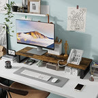 WESTREE Dual Monitor Stand Riser, Wood and Steel Monitor Stand Riser, Computer Monitor Stand for 2 Monitors, Multi-Purpose Desktop Storage Stand for Computer,Laptop,Printer,TV - Image 3