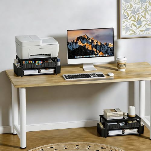 Printer Stand for Desk, Desktop Printer Shelf for Home Office, Black - Image 5