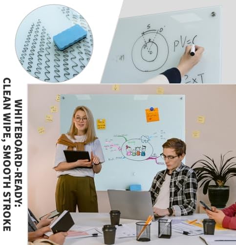 Magnetic Glass Whiteboard 48"x36" Glass Dry Erase Board Frameless Wall Mounted White Board for Writing Glassboard for Office School Home Shop - Image 2