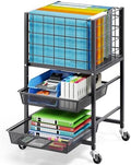 TOOLF Rolling File Cart, 3-Tier Metal File Cabinet with Wheel, Filing Cabinet with 2 Sliding File Trays, Adjustable Hanging File Folder Organizer for Office, Home, Classroom Black by TOOLF