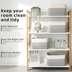 4 Pack Storage Baskets for Organizing, 11''Lx9''Wx8''H Woven Baskets for Storage Toys, Towels, Books, and Clothes, Cotton Rope Basket for Shelves with Handle - Image 5