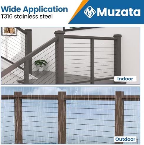 Muzata 60Pack Black Cable Railing Level Protector Sleeve for Wood Post CR88 - Image 4