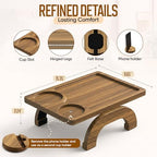 Acacia Wood Sofa Arm Tray - 3-in-1 Couch Arm Table with Phone Holder, Cup Holder & Foldable Tray - Armrest Clip-On Design for Couch with 360° Rotated Phone Holder - Image 2