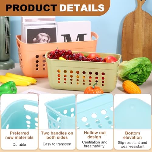 uxcell 2Pack Pantry Plastic Storage Baskets, 15.55x7.87x7.6 Stackable Organizer Container with Handle Organization Bins for Shelves Bathrooms Bedrooms Closet Desktop Cabinets, Blue - Image 3