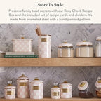 MACKENZIE-CHILDS Enamel Recipe Box, Pink-and-White Rosy Check - Image 2