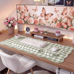 Sabary Gingham Desk Mat Scalloped Sage Green, 31.5 x 15.7 Inch - Image 4