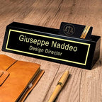 Personalized Engraved Business Desk Name Plate With Card Holder - Customized Executive Black Wood Sign - Custom Gifts for Men - Image 5