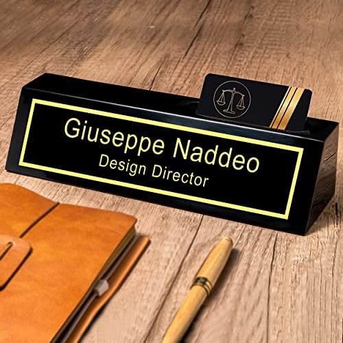 Personalized Engraved Business Desk Name Plate With Card Holder - Customized Executive Black Wood Sign - Custom Gifts for Men - Image 5