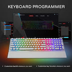RK ROYAL KLUDGE S108 Typewriter Gaming Keyboard, Retro RGB Mechanical Keyboard, Full Size Wired Keyboards with Number Pad and Detachable Wrist Rest, Round Keycaps, Clicky Blue Switches White - Image 4