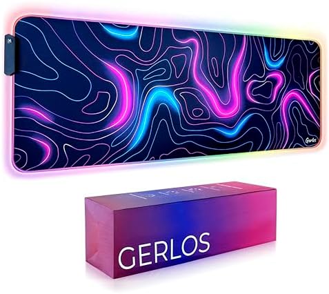 Gerlos RGB Gaming Mouse Pad, Large LED Desk Mat for Gamer, 31.5" x 11.8" by GERLOS