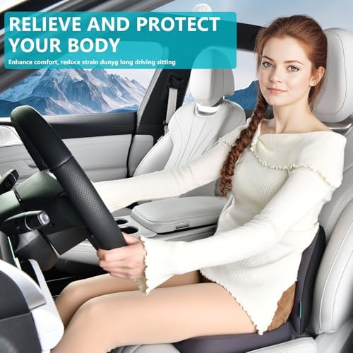 FLORICH Car Seat Cushion and Back Support for Office Chair Memory Foam Chair Cushions Pressure Relief Seat Pads with Gel Massage Point Lumbar Support Relief Sciatica & Tailbone (Light Grey) - Image 4