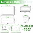 Yieach 44 Pcs Clear Acrylic Drawer Organizer Trays,1.6 in Shallow In Drawer Organizers for Bathroom,Office Desk and Vanity Organizers,Plastic Trays for Organizing for Jewelry,Cosmetic,Utensil,Junks - Image 2