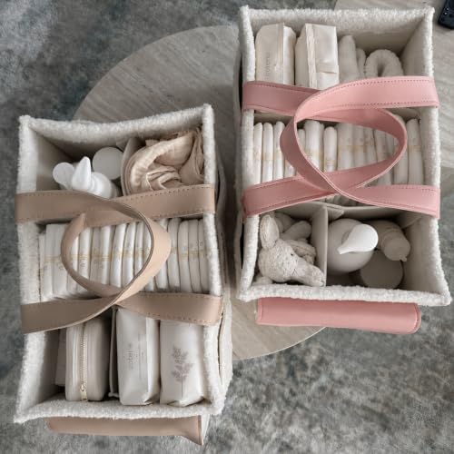 Baby Baché Teddy Bouclé Diaper Caddy Organizer – Soft Nursery Storage Basket for Diapers, Wipes & Baby Essentials – Portable Changing Table Organizer with Handles – Baby Shower - Image 3