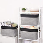 TheWarmHome Organization and Storage Basket for Shelves - 20x16x14 inch Jumbo 3 Pack Collapsible Storage Bins for Organizing, Fabric Storage Cubes for Organizer Gift Toy Closet (Black & Grey) - Image 2