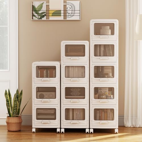 Giantex 3-Tier Rolling Storage Cart, Utility Cart with 3 Drawers & Lockable Wheels for School Art Craft Supplies, Plastic Organizer and Storage for Kitchen and Home Office - Image 4