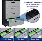 Fesbos Metal Steel 4 Drawer Lateral File Cabinet with Lock, Filling Cabinets for Home Office, Lockable Storage Cabinet for Hanging Files Letter/Legal/F4/A4 Size-Assembly Required - Image 5