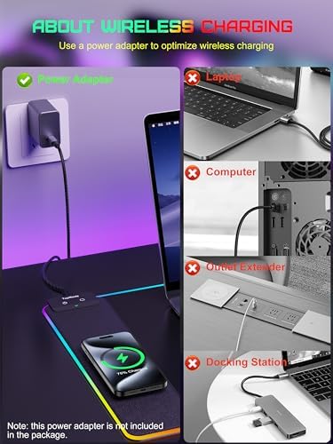 Mouse Pad with Wireless Charging, 31.5" x 11.81"XL Large Desk Mat - Image 3