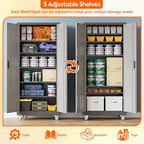 Aobabo Metal Garage Cabinet with Wheels, 34" W x 18" D x 71" H,Gray - Image 4