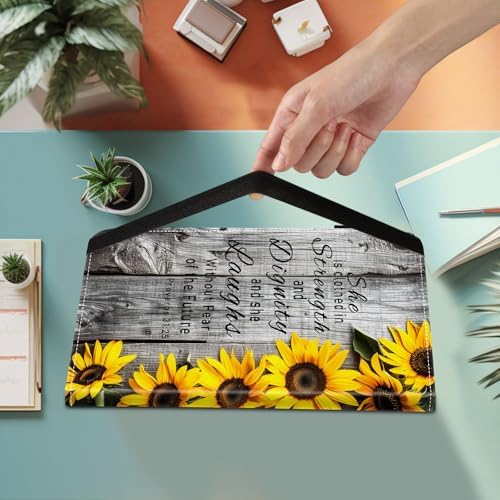 Case for Samsung Galaxy Tab S10 FE Plus 13.1 Inch 2025 Model (SM-X620/X626),Card Slot PU Leather TPU Case Pen Holder Auto Wake Sleep,Sunflower Bible Verses Proverbs 31:25 - Image 2