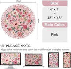 DUKINO 4ft Round Rug, Floral Washable Small Round Area Rug Non Slip, Pink - Image 2