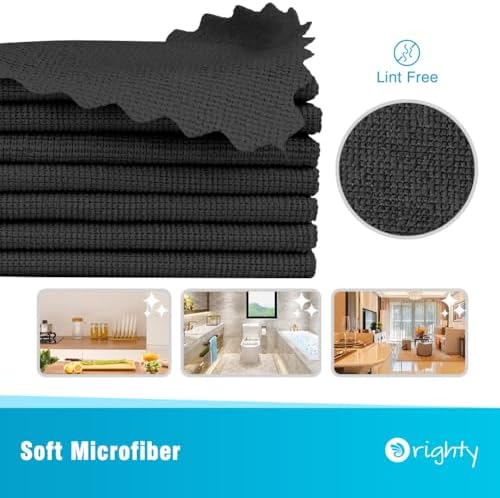 Orighty Microfiber Cleaning Cloth Bulk, 150 Pack Shop Towels 12x12in, Black - Image 2