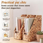 2 Pcs Handwoven Magazine File Holder 11.8'' Foldable Design - Image 3