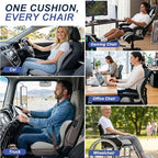 Seat Cushion for Office Chair and Car, Ergonomic Memory Foam Seat Cushion with Lumbar Support Pillow, Orthopedic Cushion for Sciatica & Back Pain, Dark Gray & Light Gray - Image 7