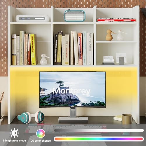 ChooChoo Desk Hutch Dorm with LED Lights, Desktop Bookshelf with 7 Shelves - Image 3