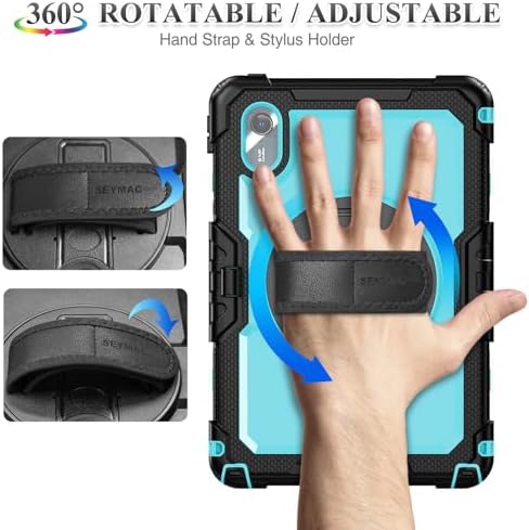 SEYMAC stock Tablet Case for Lenovo Idea Tab 11'' / M11 (TB336FU/TB330FU) 11 inch Drop-Proof Protection Cover with 360° Rotate Stand & Strap [Pen Holder] & Screen Protector 2025/2024, Sky Blue+Black - Image 3