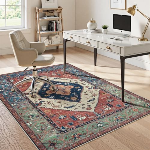 Anidaroel 5x7 Home Office Chair Mat for Hardwood Floor, Ant-Slip Computer Chair Mats for Rolling Chair, Office Floor Mat, Non Curling Chair Mats, Rust by Anidaroel