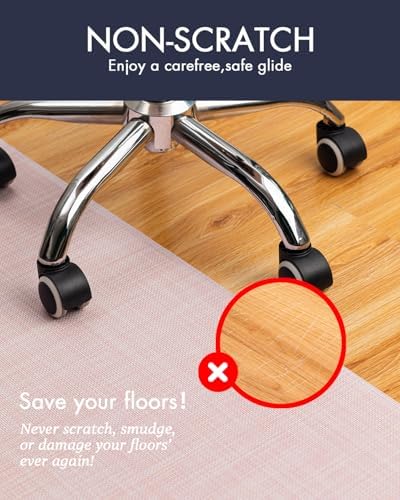 BARoyal Office Chair Mat for Hardwood Floor Under Desk Computer Rolling Chair Mat for Wood/Tile Floor Non-Slip Heavy Duty Desk Rug PVC Plastic Hard Floor Protector 30" x 48"(Blush) - Image 2