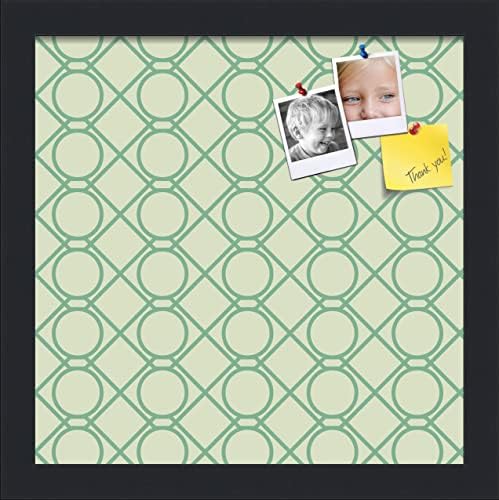 PinPix 12x12 inch Cork Bulletin Board. This Decorative Framed Pin Board Comes with Diamond Pattern in Green Design and Satin Black. Ideal for Home, Office Decor or School (PinPix-586) by PinPixBulletinBoards