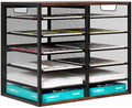 PAG Mass Mail Sorter - Adjustable Mail Holder, Countertop Literature Organizer, Student Mailbox for Classroom, Desktop Bill Paper Organizer for Office Home School, 12 Compartments, Brown by PAG-Mass
