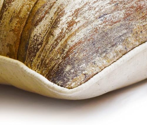 The HomeCentric Decorative Gold & Brown 12"x16" (30x40 cm) Lumbar Pillow Cover, Silk Textured & Pintucks Oblong Pillow, Abstract Pattern Modern Style - Alpine - Image 2
