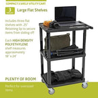 Pearington 3-Tier Compact Multi-Purpose Plastic Utility Cart with Lockable Wheels up to 300LBS, Black - Image 4