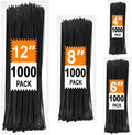 Zip Ties Assorted Sizes 4+6+8+12 inch, 4000 Pack, Black Cable Ties, UV Resistant Wire Ties for Outdoor Use, LOCKLOCK by Unknown
