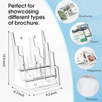 MaxGear Acrylic Brochure Holder 8.5 x 11 with Divider, 3 Tier, 2 Pack - Image 4