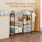 BBLIKE Diaper Caddy Organizer, Baby Storage Cart with Hanging Rack, Gray - Image 2