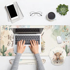 Arttown Keyboard Mouse Pad Set, 4 in 1 Desk Mat Set Cow Boho - Image 7