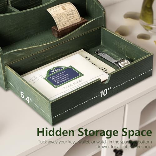 Rebee Vision Wooden Countertop Mail Organizer for Desk with 4-Slot, Green - Image 5