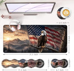 Large Keyboard Mouse Pad Set, Extended Mouse Pad+Keyboard Wrist Rest Support, Memory Foam Ergonomic Easy Typing, 4Pcs (31.5×11.8 in) Desk Pad Set for Office Home,Bald Eagle with American Flag - Image 6