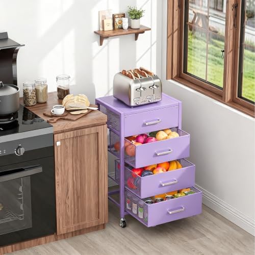 4-Drawers Metal Rolling Cart, Utility Storage Cart with Wheels - Image 7