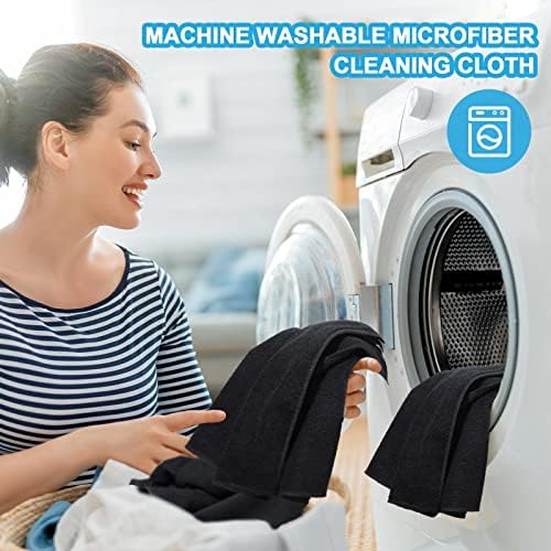 Tenare 100 Pack 12'' x 12'' Microfiber Cleaning Cloths Reusable Cleaning Rags Bulk Microfiber Towels Softer Highly Absorbent Washcloths for House Kitchen Car Window(Black) - Image 3
